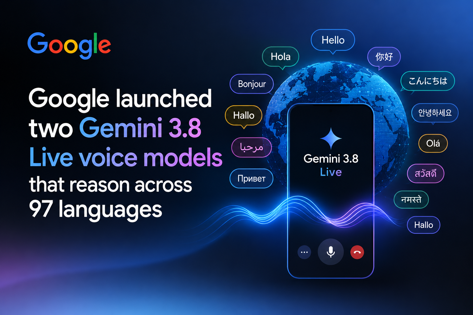 Google launched two Gemini 3.8 Live voice models that reason across 97 languages